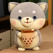 (1pc)Milk Tea Dog Plush Doll Family Toy Drinking Milk Tea Doll Can Be Used As A Home Decoration Can Also Be A Pillow On The Bed With Legs To Sleep Plush Dog