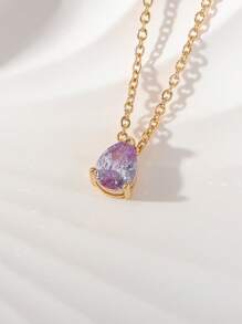 1件定制诞生石项链，水滴形宝石个性化生日礼物，母亲节礼物 - 彩色 - 查看 17