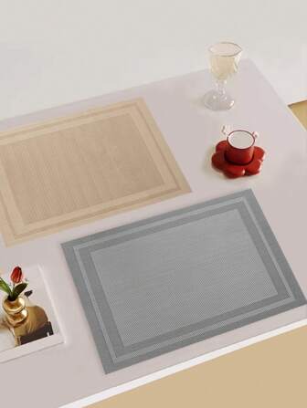 1-8 件矩形简约 PVC 餐垫，可水洗，易于清洁，擦拭干净，防滑，耐热，餐桌垫，甜蜜遐想，优雅餐垫，桌面布置，厨房用餐垫，节日婚礼装饰