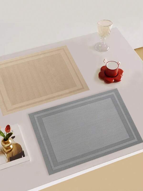 1-8pcs Rectangular Minimalist PVC Placemats, Washable, Easy To Clean, Wipe-Clean, Non-Slip, Heat-Resistant, Dining Table Mats, Sweet Reverie, Elegant Placemats, Tabletop Setting, Kitchen Dining Mat, Holiday Wedding Decor