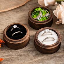 Caja de anillo de madera personalizada, caja porta anillos doble para el portador de anillo, caja redonda para anillo de compromiso, caja de anillo personalizada con nombre, caja de anillo de boda, caja de anillo para propuesta "Regreso a clases" - musgo - Ver 5