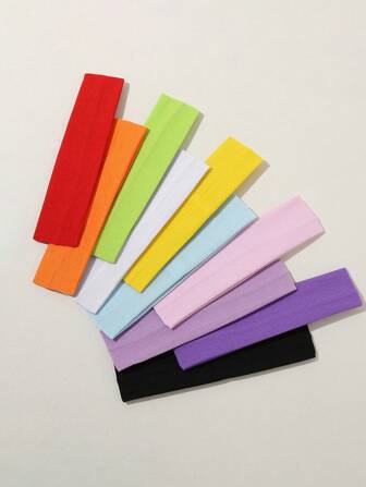 10条装多巴胺彩色女孩运动发带，彩虹色系列，适合各种服装搭配，可作发带、头巾、吸汗带、发箍，秋冬季女士度假发饰，优雅围巾，柔软头巾