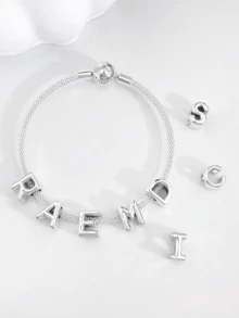 1 Máy Tính Thời Trang 26 Chữ Cái Đính Hạt Charm Đính Hạt Dành Cho Nữ Phù Hợp Với Vòng Tay Lắc Tay DIY Trang Sức Làm Quà Kỷ Niệm Mỹ nữ Trang Sức - hạt bảng chữ cái - Xem 3