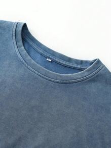 Camiseta casual de manga corta cuello redondo para hombre con estampado de personaje de graffiti monstruoso lavado y desgastado
