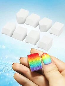 100 piezas de Esponjas Suaves Blancas Agarradoras de Esponjas Reemplazables en Miniatura para Degradado de Colores, Sellador de Esponjas, Herramientas de Arte de Uñas DIY de Decoloración de Color para Manicura - Blanco - Ver 2