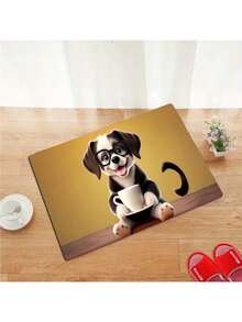 1 pièce Tapis d'entrée simple et moderne à motif mignon de chien de dessin animé, tapis absorbant et antidérapant pour l'entrée, le couloir et la cuisine