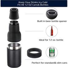 3 In 1 Can And Beer Bottle Insulator, Double Wall Stainless Steel Insulated Can Cooler, Beer Bottle Holder 12oz 14oz 17oz