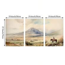 3 套西部牛仔壁画复古帆布印刷画乡村西南海报沙漠风景装饰卧室、客厅或办公室农舍无框 - 彩色 - 查看 7