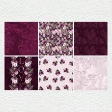 36 Sheets Scrapbook Paper Pad In 6*6'', Art Craft Pattern Paper For Scrapingbook Craft Cardstock Paper, DIY Decorative Background Card Making Supplies - Flower & Birds Back To School - Burgundy - View 3