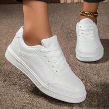 Women's Casual White Tennis Shoes Comfortable Light And Soft Force Shoes - Branco Inteiro - Xem 1