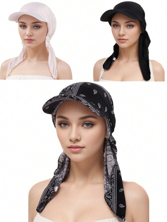 1 pieza Gorra visera de moda con banda de corbata, gorra de béisbol, gorra pañuelo, adecuada para uso casual, fiestas, reuniones