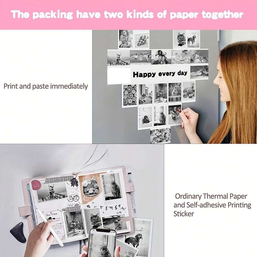 Wireless Mini Photo Printer Label Printer, Portable BT Mini Thermal