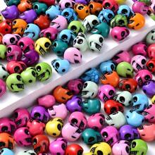 50 件万圣节亚克力骷髅珠 骷髅混色隔珠 亚克力饰品 大孔散装隔珠 适用于 DIY 工艺珠宝制作手链项链家庭派对配件 - 亞克力珠 - 查看 9