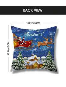 Juego cojines navideños 1 pieza con luces LED, 45cmX45cm Decoración navideña para el sofá del salón, cojín para el dormitorio - Azul - Ver 6