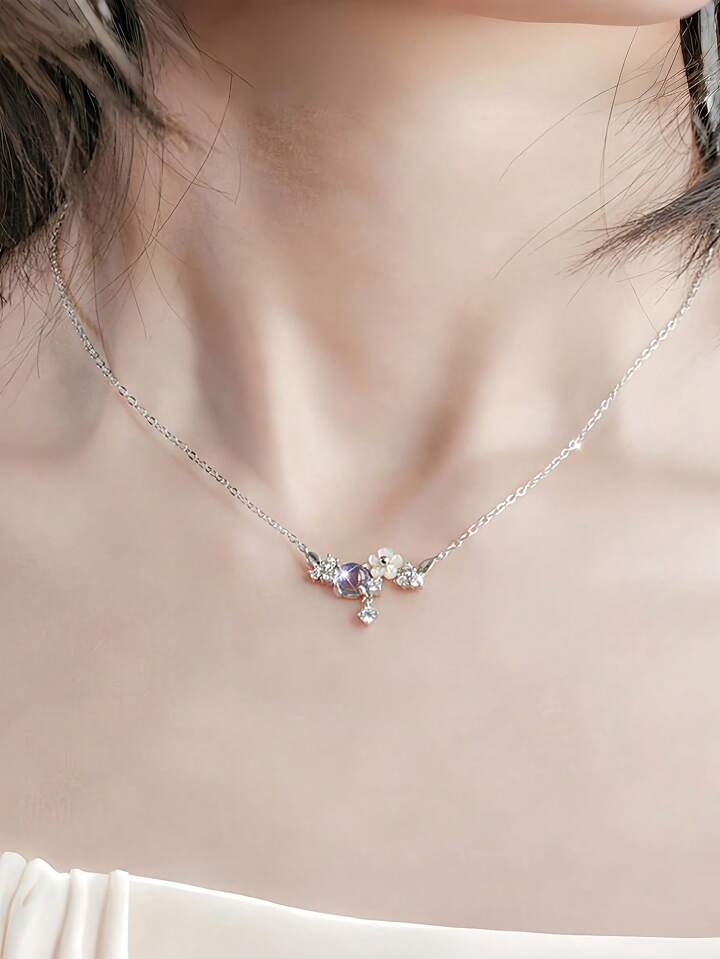 1pc Elegant Floral Design Delicate Pendant Necklace Suitable For Women Daily Wear Or Gift For Girlfriend Best Friend SHEIN UK