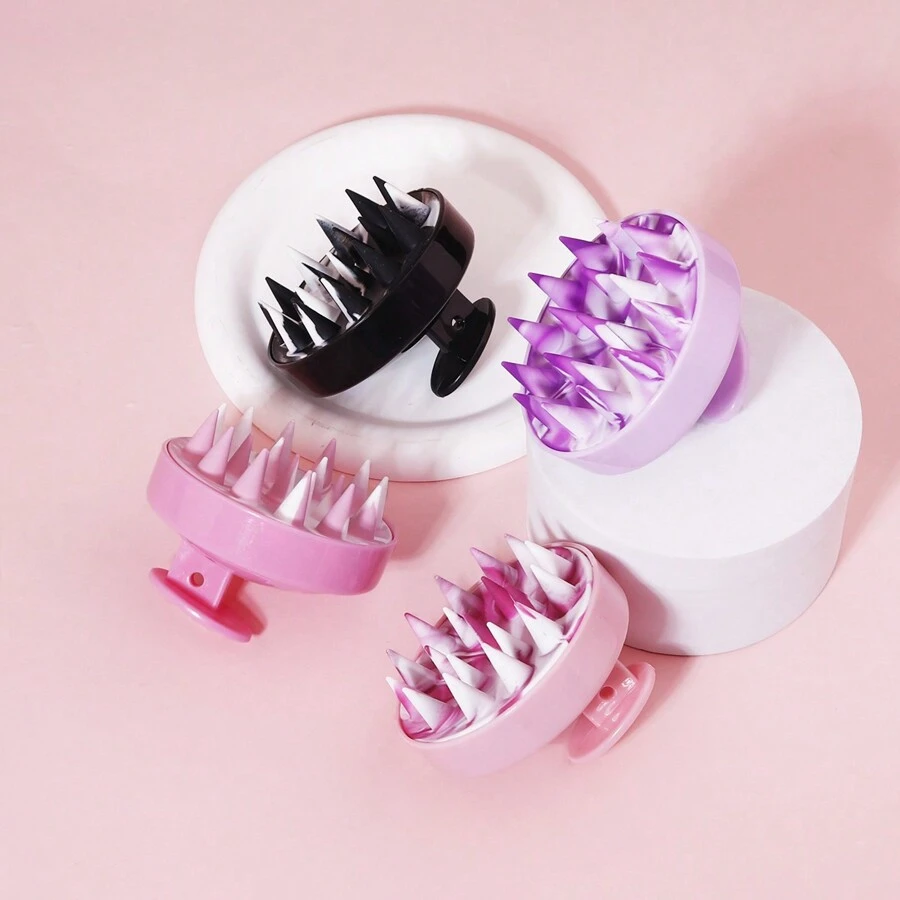 Hair Massager Shampoo Brush, Textured Painted Pattern, Soft Silicone