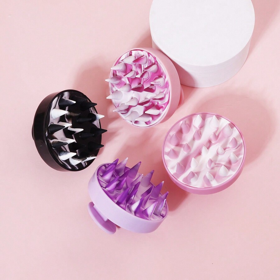 Hair Massager Shampoo Brush, Textured Painted Pattern, Soft Silicone