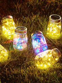 20LED 太阳能玻璃瓶盖灯 LED 防水仙女灯串灯花园装饰圣诞灯户外婚礼装饰，光源感应太阳能露水灯，花园门廊婚礼装饰 - 彩色 - 查看 1