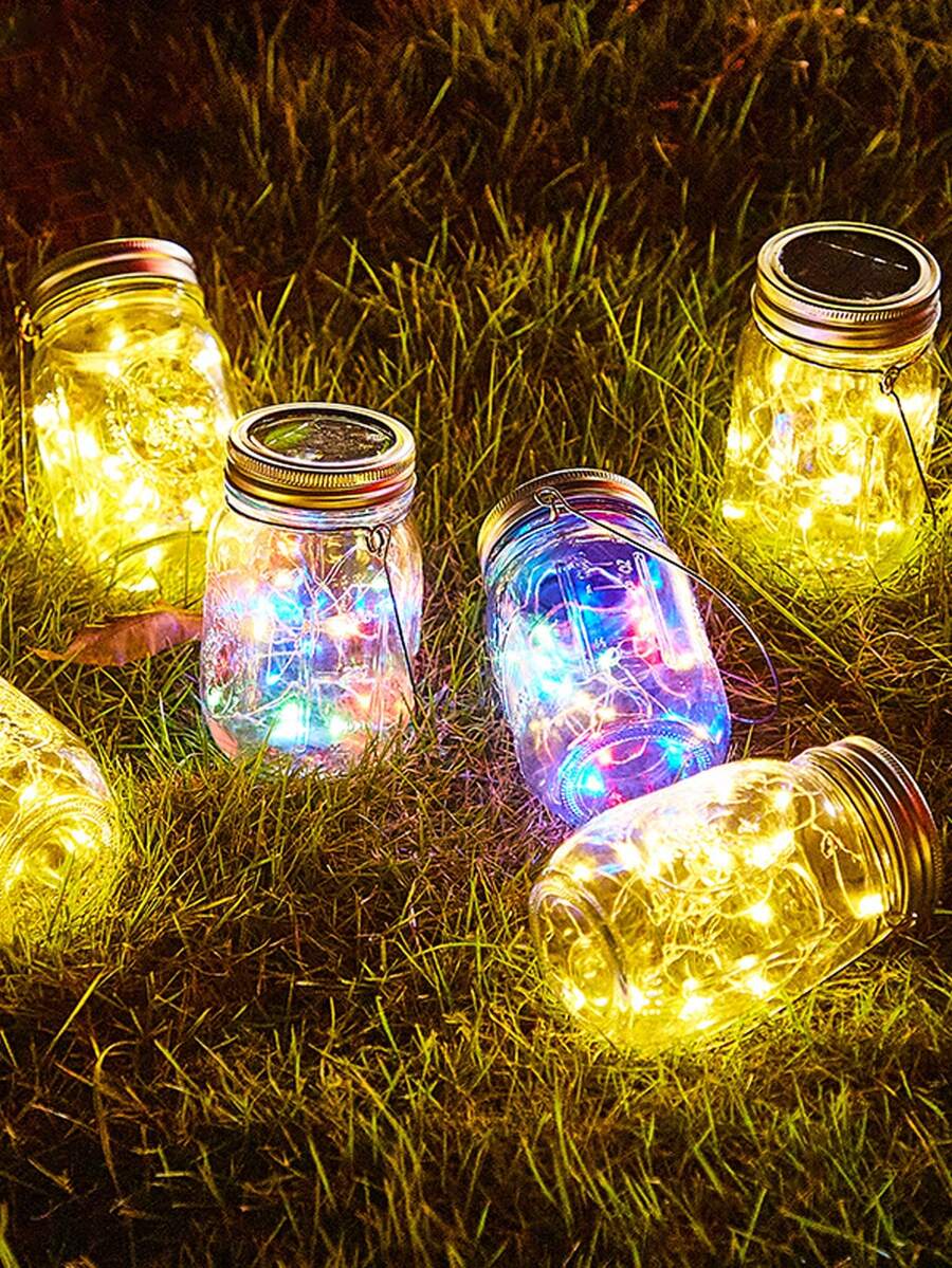 20LED 太阳能玻璃瓶盖灯 LED 防水仙女灯串灯花园装饰圣诞灯户外婚礼装饰，光源感应太阳能露水灯，花园门廊婚礼装饰 - 彩色 - 查看 1