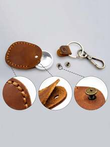 复古皮革追踪器保护套，兼容 AirTag 保护壳、AirTag 追踪设备保护壳、宠物防丢失定位器皮革套门禁卡套 - 彩色 - 查看 3