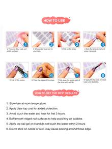 Dải nghệ thuật móng tay, Miếng dán sơn móng tay bọc toàn bộ tự dính với thiết kế pháo hoa ngọn lửa lễ hội, dễ dàng sử dụng và gỡ bỏ (Không cần chữa trị) - Lâu trôi và - Trang trí nghệ thuật móng tay tự làm bằng sequin - Hồng - Xem 6