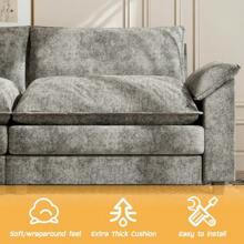 Furniwell Sectional Sofa 3-Seat Movable Footrest Sofa L-Shaped Sofa With Reversible Toffee Chair - 灰色 - 查看 4