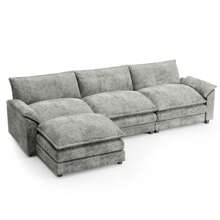 Furniwell Sectional Sofa 3-Seat Movable Footrest Sofa L-Shaped Sofa With Reversible Toffee Chair - 灰色 - 查看 7
