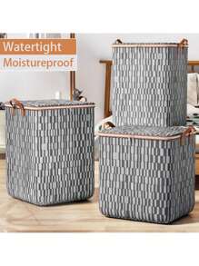 1 pièce Sac de rangement pour couette rayé gris sans fenêtre, sac de rangement pliable, sac fourre-tout de grande capacité, sac de bagage à main, sac de rangement pour literie, décorations d'Halloween, costumes d'Halloween, décorations d'automne, décorations de festival