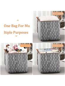 1 pièce Sac de rangement pour couette rayé gris sans fenêtre, sac de rangement pliable, sac fourre-tout de grande capacité, sac de bagage à main, sac de rangement pour literie, décorations d'Halloween, costumes d'Halloween, décorations d'automne, décorations de festival