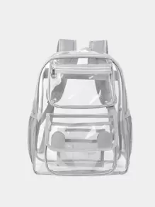 1 pieza Mochila transparente portátil de PVC, bolsa de viaje deportiva impermeable para la playa, bolsa de viaje de gran capacidad de múltiples compartimentos informal para conciertos, estadios, deportes al aire libre, conciertos, eventos, bolsos de hombro transparentes impermeable para mujeres, perfecto para el verano, vacaciones y playa, bolsa transparente impermeable y a prueba de arena, bolsa de almacenamiento transparente clara para picnics de playa y deportes, bolsa escolar transparente clara para mujeres y hombres