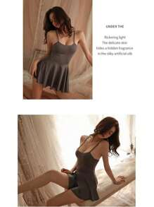 性感内衣、性感睡衣裙、圣诞服装、感恩节女式运动衫性感内衣、女士睡衣和连衣裙、哥特式吊袜带 - 性感成人女士内衣和大胆内衣 - 灰色 - 查看 5