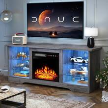 58" Fireplace TV Stand With 18" Flame Fireplace – Entertainment Center With RGB LED Light Strip, Modern Storage Console For 65" TVs, Remote Control - Xem 6