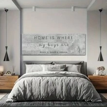 1pc Custom Family Name Poster, Personalized Wall Art Canvas Poster For Home Decor, Home Is Where My Boys Are, Canvas Prints For Living Room Bedroom Kitchen Office Decor, Perfect Gift And Decoration, Frameless Christmas Gift Mother's Day Gift