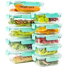[20-Pieces]  High Borosilicate Glass Food Storage Containers Set, Glass Food Meal Prep Containers With Leakproof Airtight Lids, Perfect For Lunch, On The Go, Leftover, Kitchen Pantry Organizers And Storage - 藍綠 - 查看 1