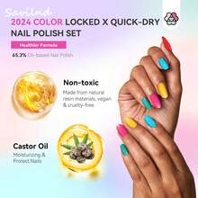 SAVILAND 39pcs Nail Polish Set: 36 Winter Colors Red Air Quick Dry Finger Nail Polish Kit, Glitter Regular Toe Polish Non Gel With Top Base Polish Coat For Women Nail Art Design Home - 36件指甲油套裝 - 查看 3