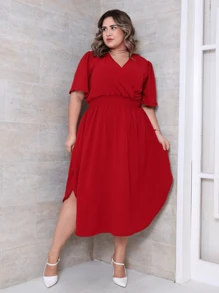 Plus Size Dresses - 紅木色 - 查看 5