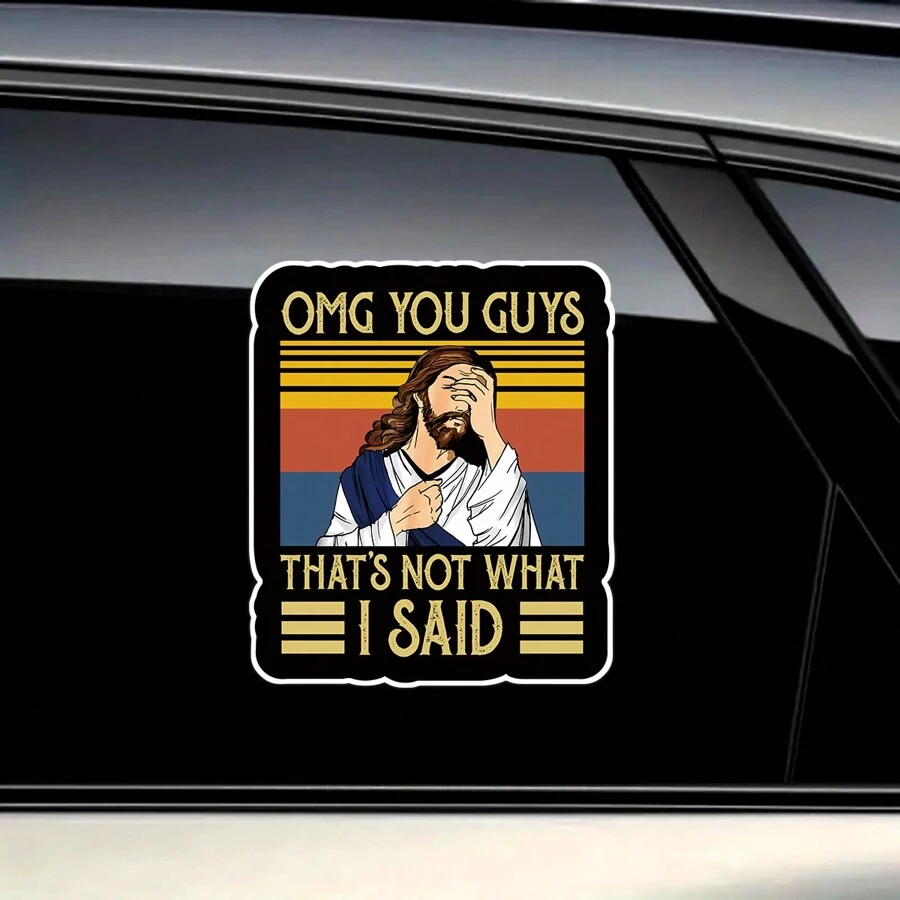 3 件“OMG 你们这不是我说的”贴纸，有趣的耶稣贴纸礼物装饰图形适用于旅行行李窗笔记本电脑瓶玻璃杯日记墙汽车头盔保险杠 - 彩色 - 查看 1