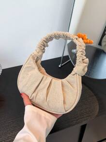 Túi xách vải lanh mini, túi tote thông thường hình đám mây màu trơn thời trang xuân hè mới dành cho nữ - Màu be - Xem 1
