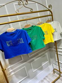 Cropped Blouse Brasil Feminina - màu xanh lá - Xem 3