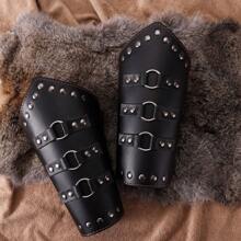 2pcs Handmade Personalized Cycling Arm Warmers, Simple Waxed Thread Woven Leather Wristband, Retro Medieval Punk Style Men's Wrist Strap - A - View 8