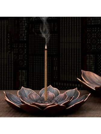 1pc Random Color Lotus Incense Holder. Lotus Incense Burner, Sandalwood Coil Base Plate, Temple & Yoga Studio Home Decor Gifts Birthday Graduation