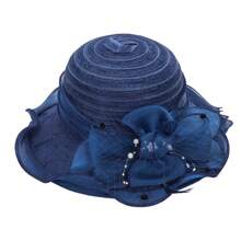 1pc Women's Vintage Floral Organza Derby Hat Kentucky Foldable Hats Fascinator Sun Hats UV Protection For Wedding Tea Party Hat, School