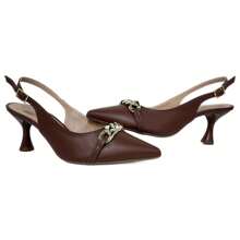 Mozione Open Back Pumps Heel Cup With Chain 081 - Rust Brown - View 6