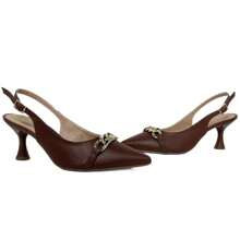 Mozione Open Back Pumps Heel Cup With Chain 081 - Rust Brown - View 7