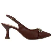 Mozione Open Back Pumps Heel Cup With Chain 081 - Rust Brown - View 4