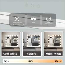 Bedroom Makeup Mirror With 14 Bulbs Countertop Mirror - White - View 6