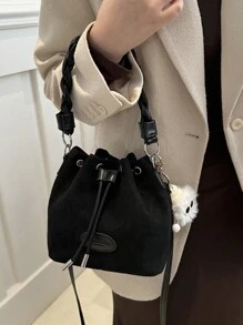 Women Drawstring Bag Mini Sling Bag Bucket Bag Diamond Shape Daily Outdoor Bag