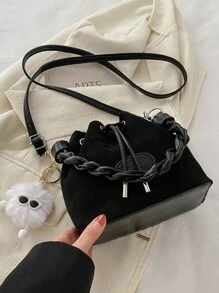 Women Drawstring Bag Mini Sling Bag Bucket Bag Diamond Shape Daily Outdoor Bag