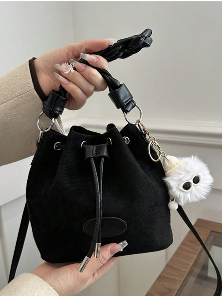 Women Drawstring Bag Mini Sling Bag Bucket Bag Diamond Shape Daily Outdoor Bag