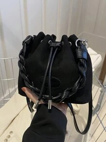 Women Drawstring Bag Mini Sling Bag Bucket Bag Diamond Shape Daily Outdoor Bag